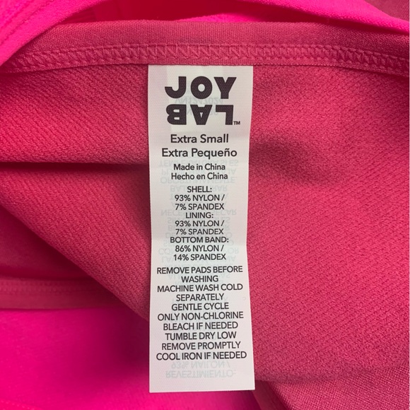 JoyLab women's bra Seamless Double Layer High Neck Stretch Neon Pink XS - Picture 4 of 4